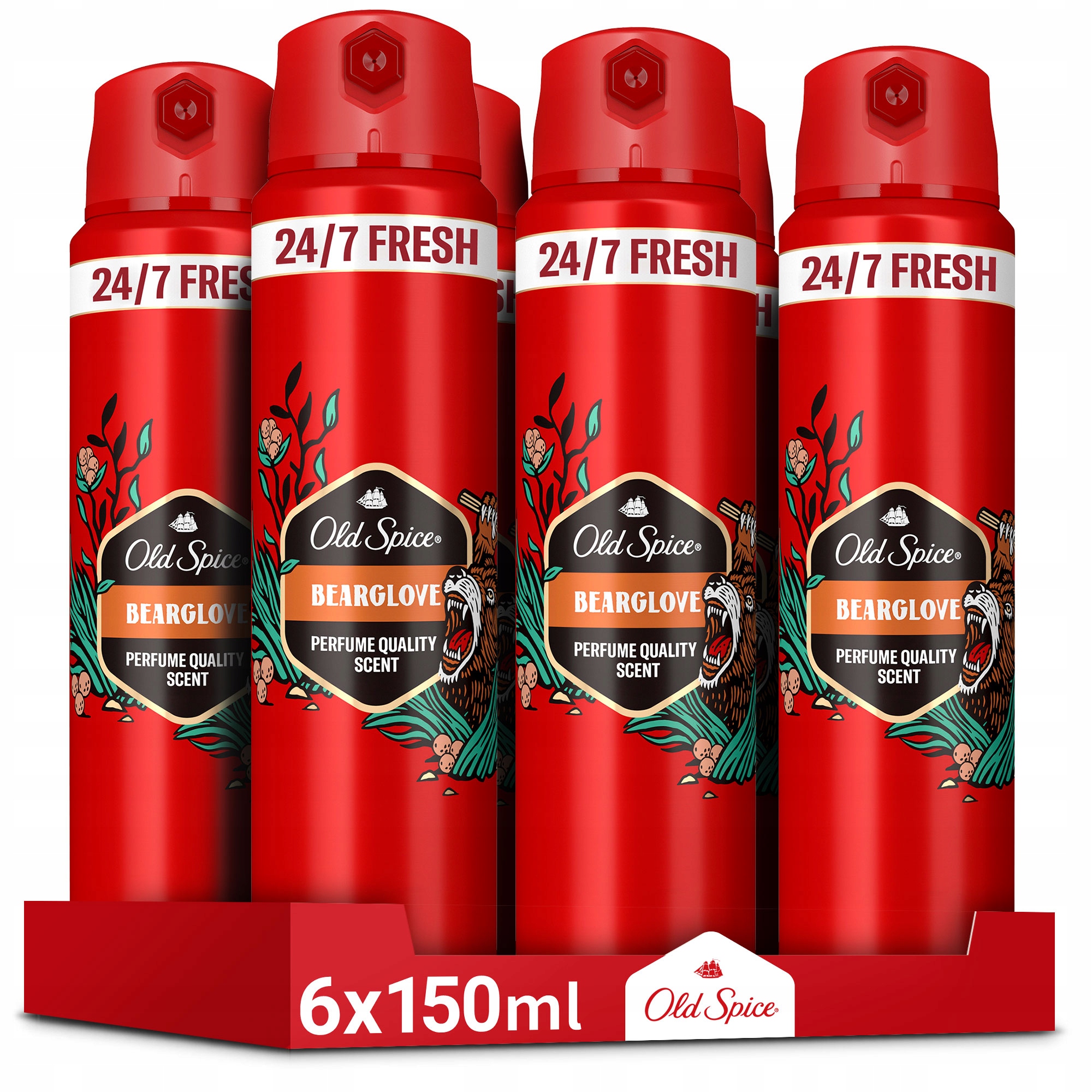 Pánsky dezodorant v spreji Old Spice Bearglove, 6 × 150 ml